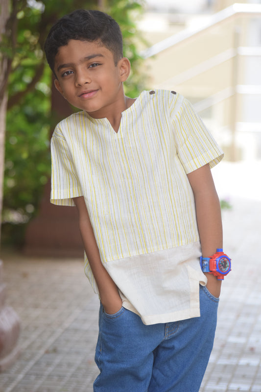 Lemon Stripe Handloom Cotton