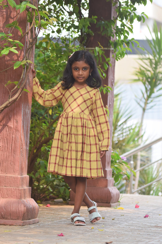 Checked Tie-Back Dress