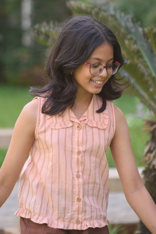 Blush Ruffle Handloom Top